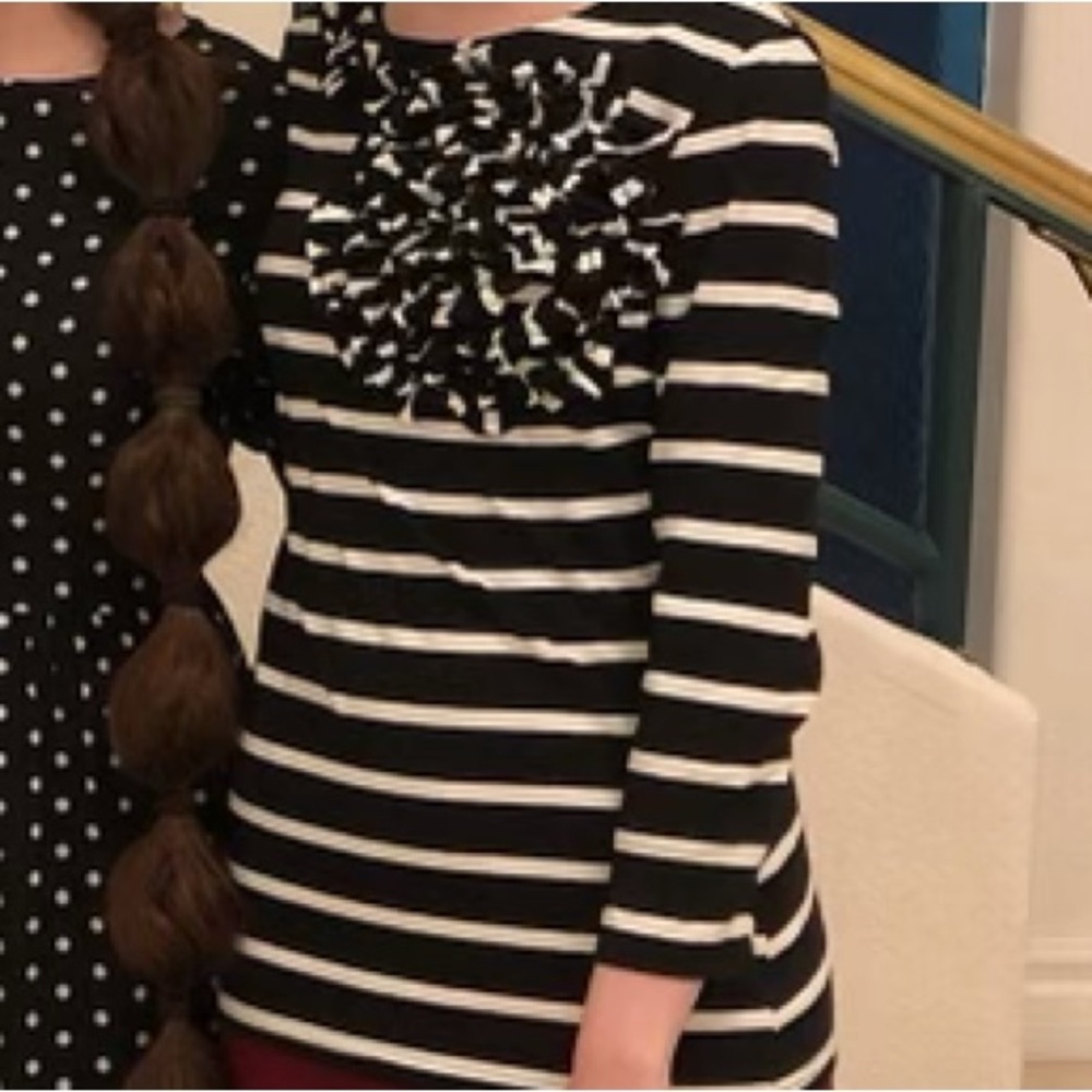 Black and White Striped Ruffle Top